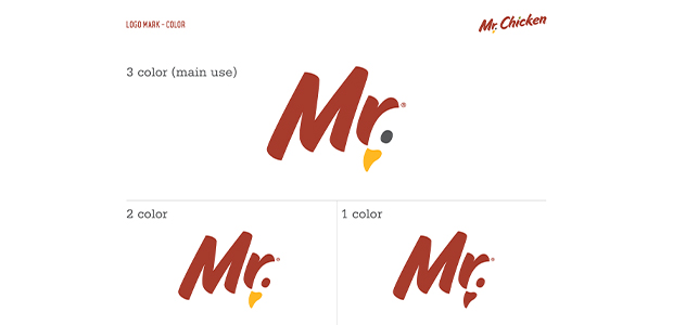 Logo Mark Logo Usage Visual Identity Section of Identity Standards Manual for Mr. Chicken Cleveland