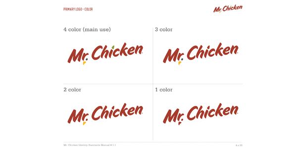 Visual Identity Section of Identity Standards Manual for Mr. Chicken Cleveland
